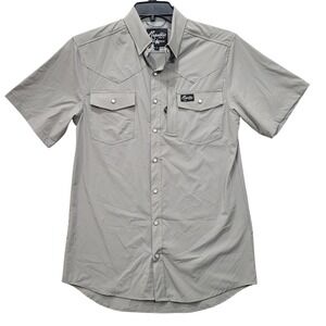 Republic Boot Co Mens Short Sleeve Snap Button Western Shirt Size S Gray